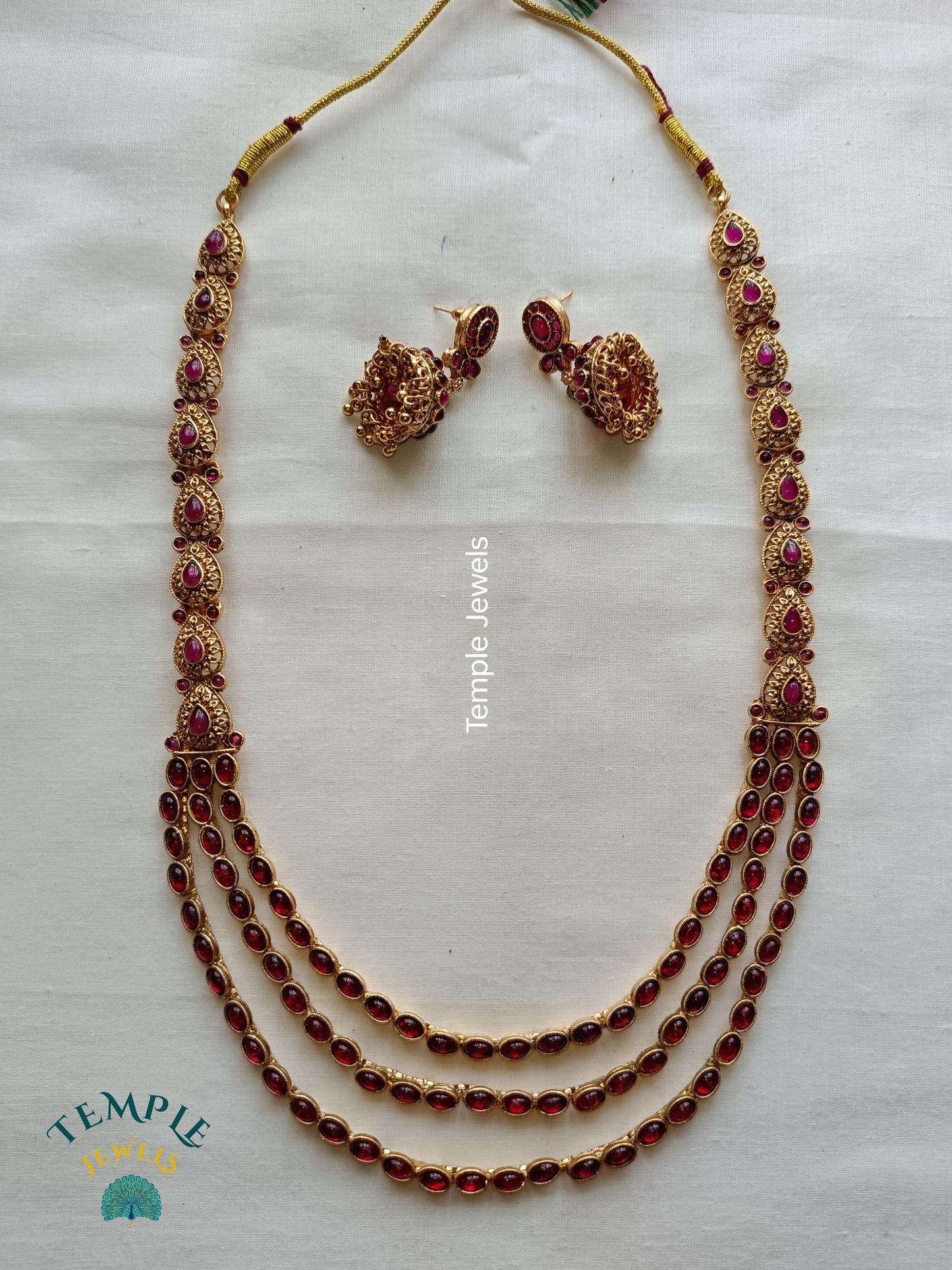 3-Layer Ruby Stone Maala - MAL2409003