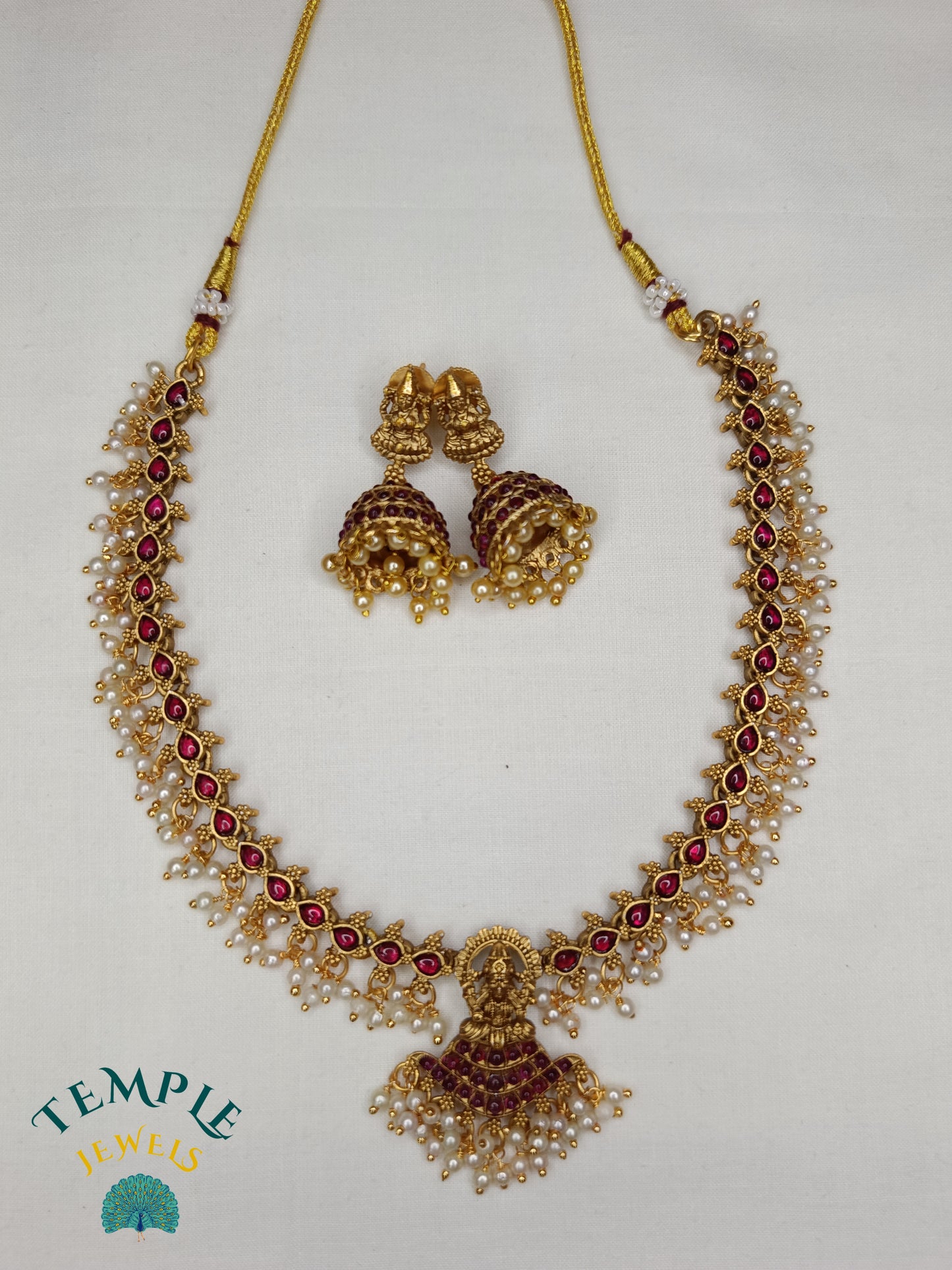 Lakshmi Pedant Choker with Pearls and stones NEC2409021