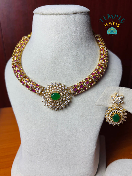 Premium Necklace American Diamond -AD0012