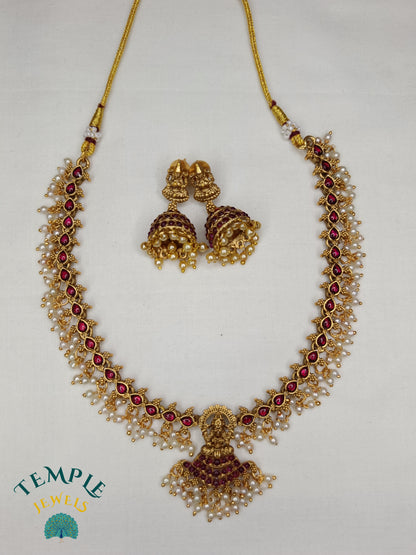 Lakshmi Pedant Choker with Pearls and stones NEC2409021