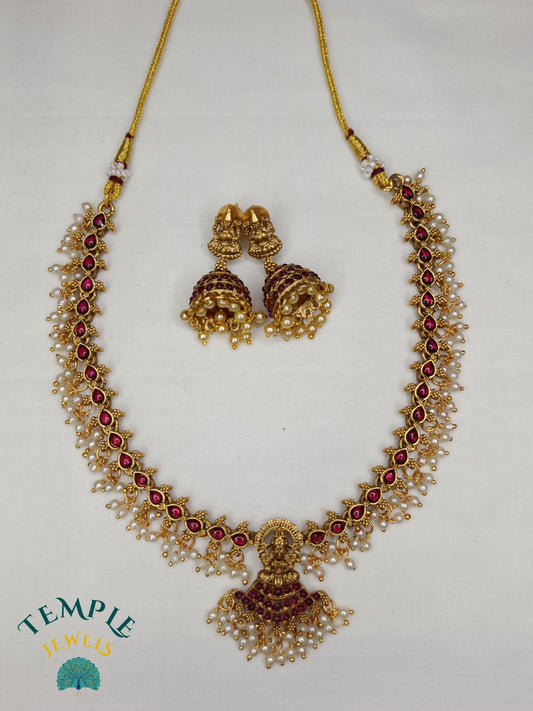 Lakshmi Pedant Choker with Pearls and stones NEC2409021
